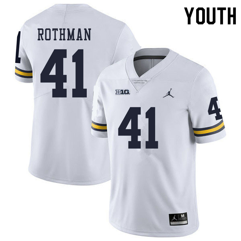 Youth #41 Quinn Rothman Michigan Wolverines College Football Jerseys Sale-White